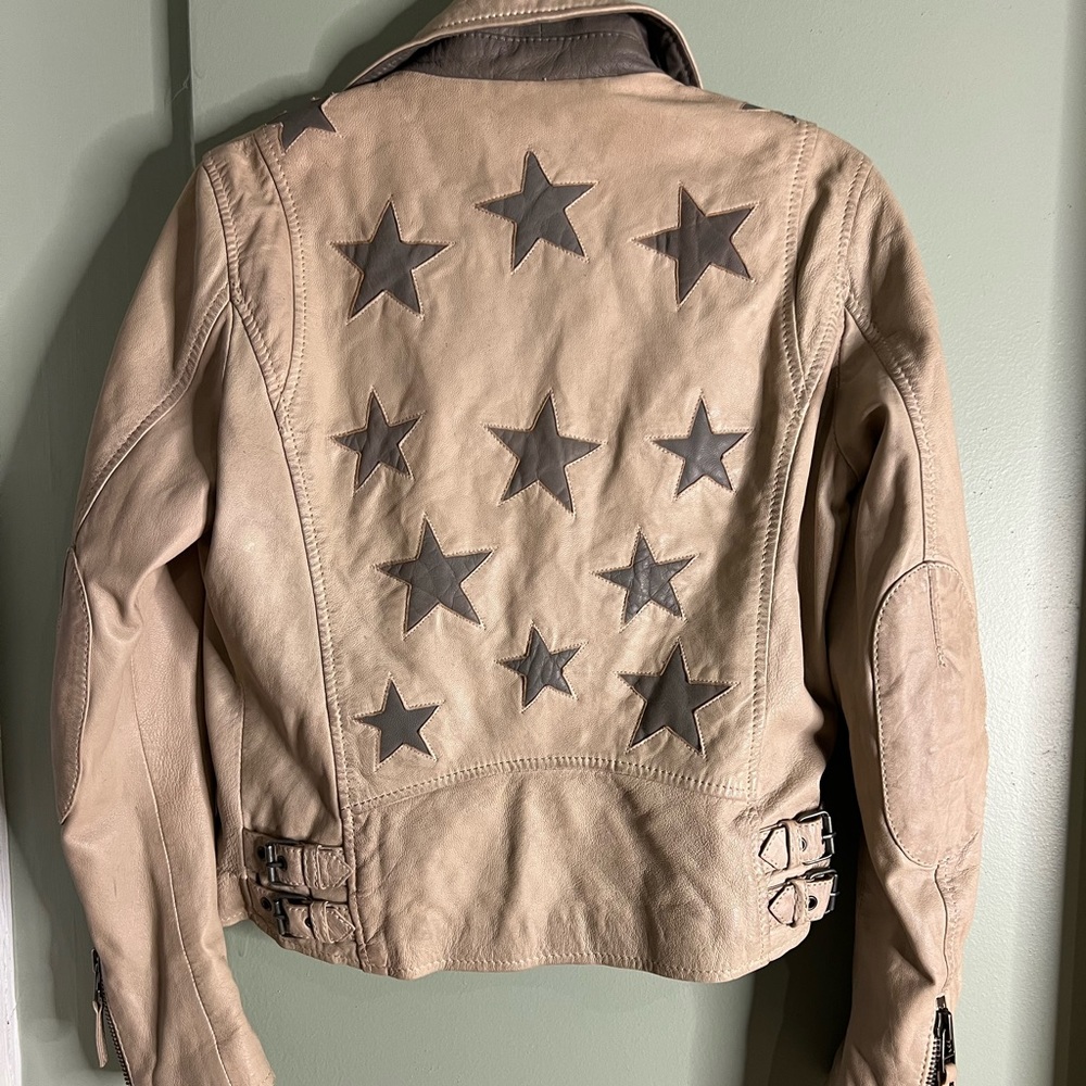 Mauritius Christy RF Star Detail Leather Jacket beige